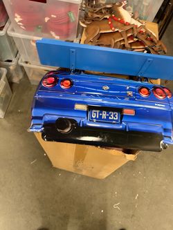 Nissan Skyline GT-R33 V-Spec Style Floating Tin & Wood Display Shelf Wall Decor