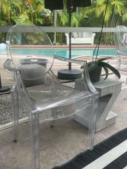 3 x Clear Acrylic Ghost Armchairs – Modern Indoor/Outdoor