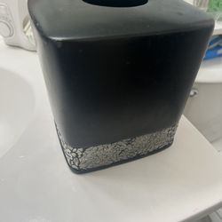 Square Black Ceramic Tissue Holder. Tissue Box Cover