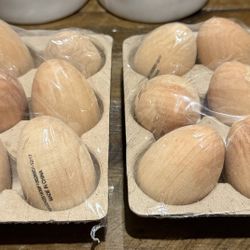 Wooden Eggs Set Of 2 Six Packs  Easter 