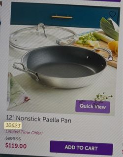 12" Nonstick Paella Pan with Glass Lid