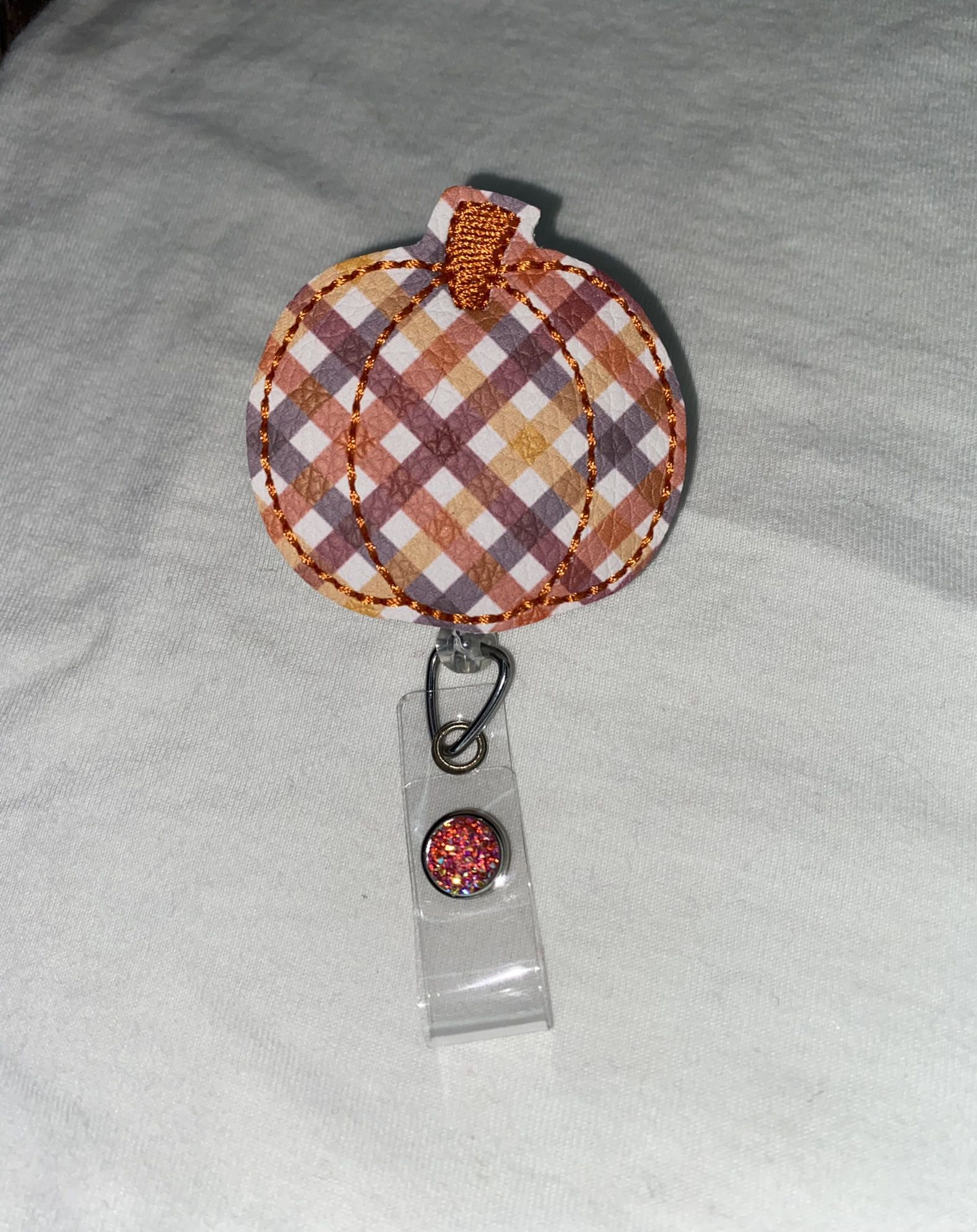 Plaid Pumpkin Badge Reel