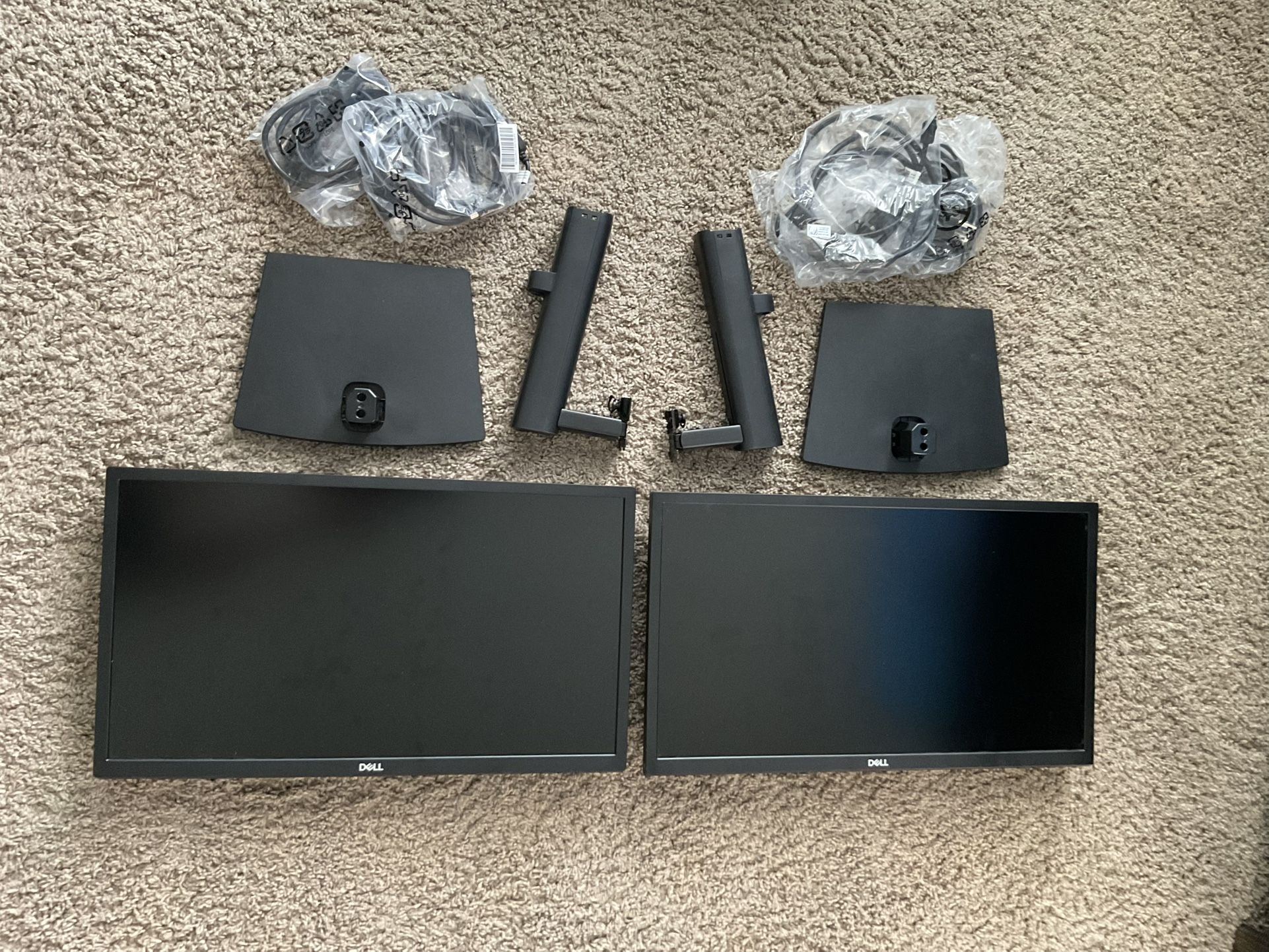 2 - Dell 21 Inch Computer Monitors Double Desktop Display