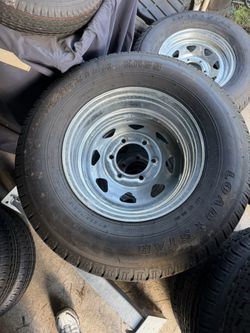 New 225-75-15inch Trailer Tires With 6-lug Galvanize Rims.  10-ply.  In Stock 