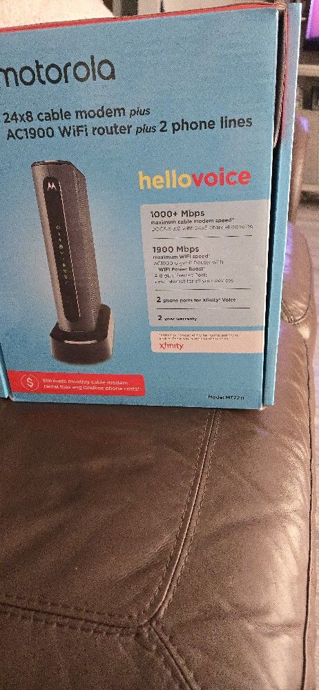 MOTOROLA CABLE MODEM WITH WI-FI ROUTER AND 2 OHINE LINES ORG.$190. ONLY $40.