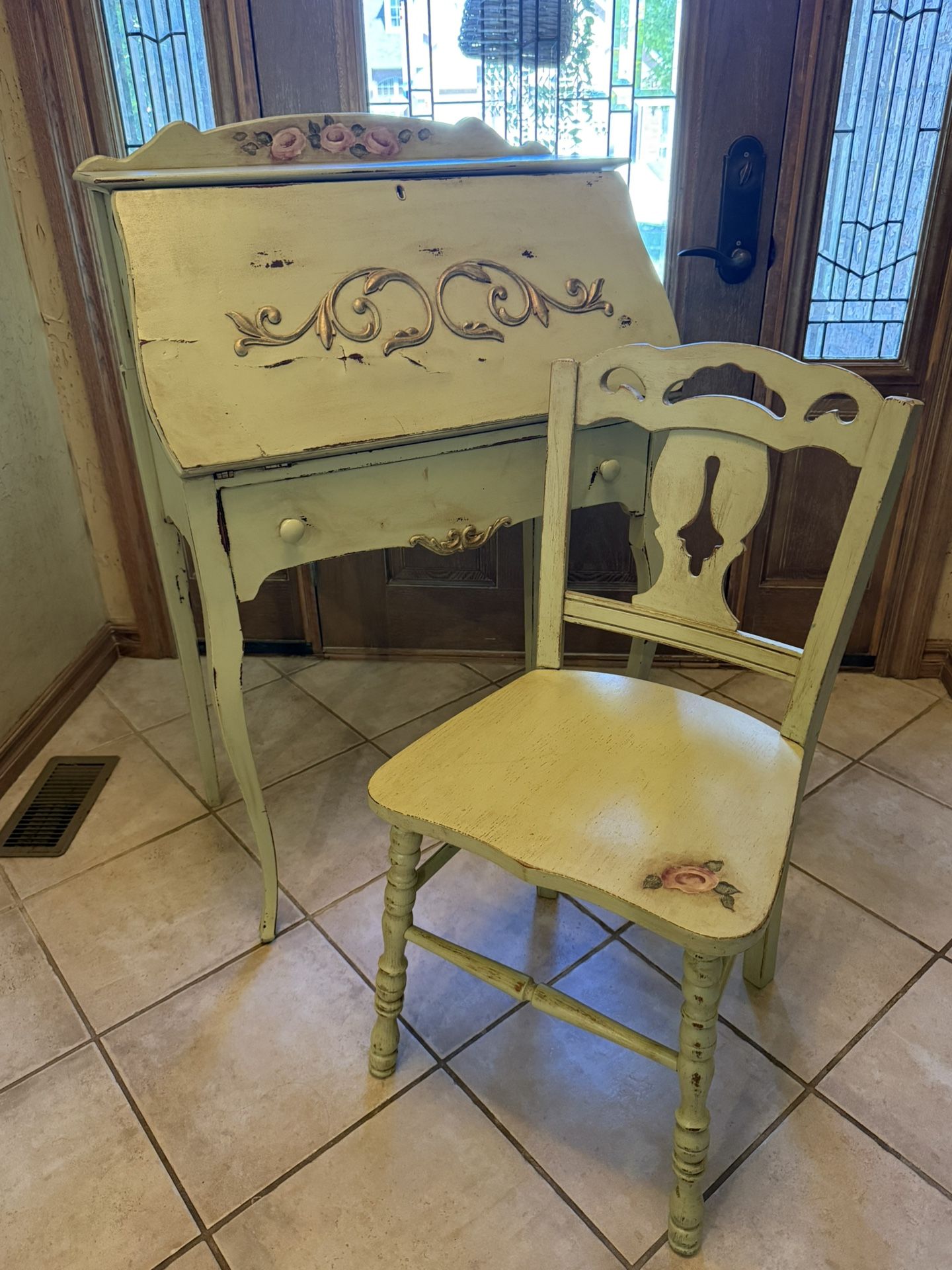 Vintage Secretary Desk & Chair Set