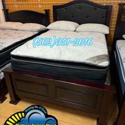 Queen Bed Frame With Mattress New Q Cama Bonita Madera Sólida 