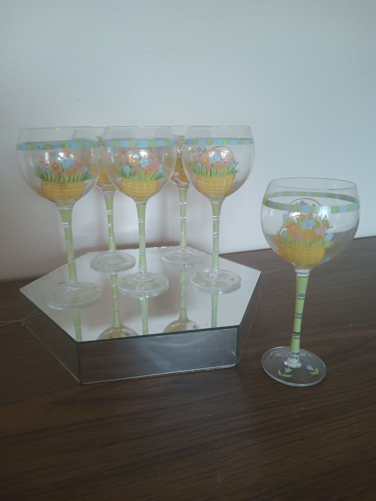 Hand-painted Easter Wine Glasses Set/6