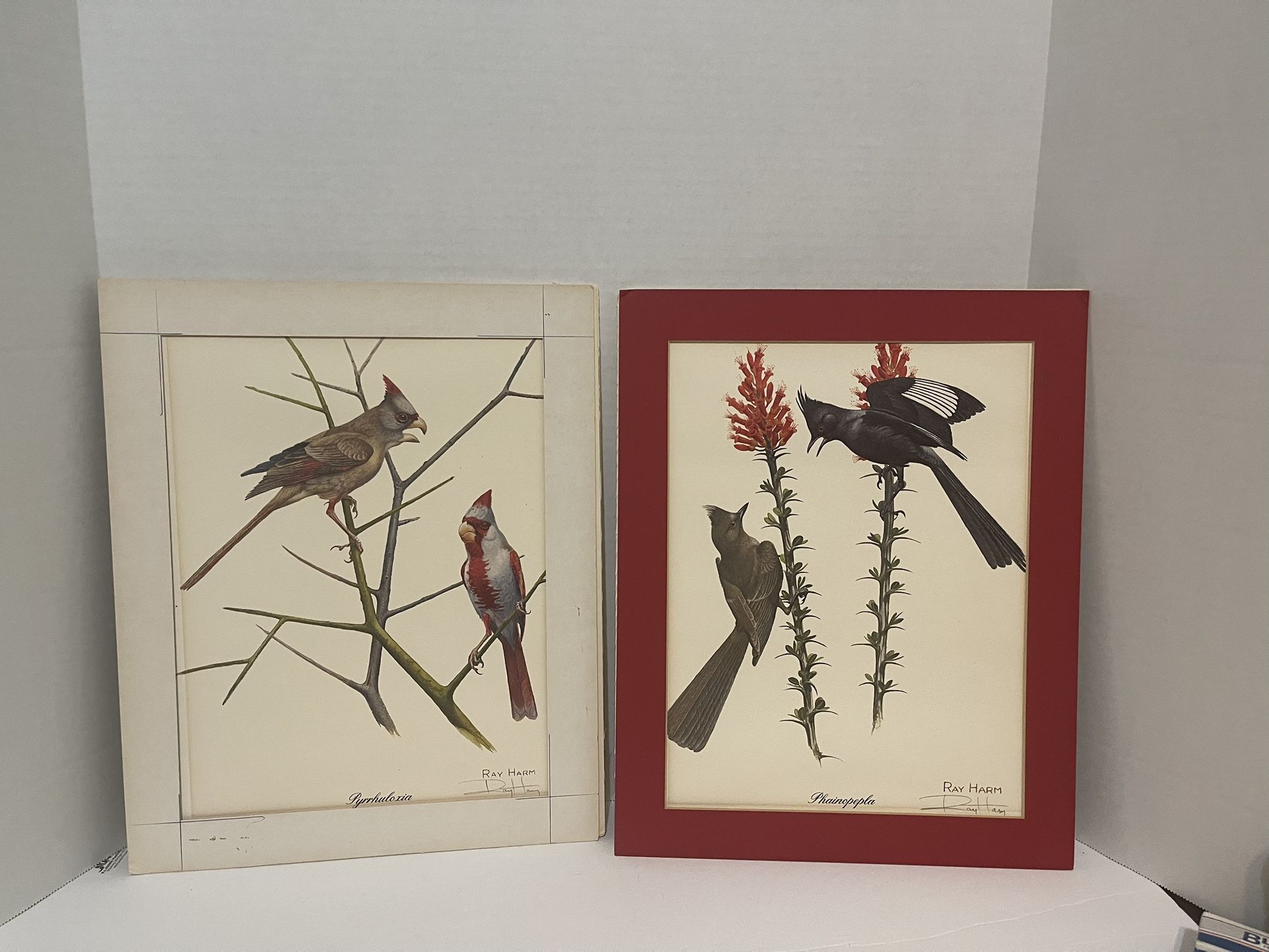 Two bird prints signed by artist Ray Harm.  
