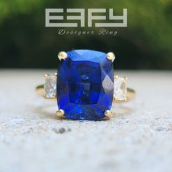 14K Gold Sapphire 0.20 Ctw Lab Diamond Effy Ring (Retails for $3000)