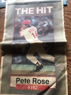 2 Original Pete Rose Special Edition Hit 4192 (Cincinnati Post) Whole Paper $25ea