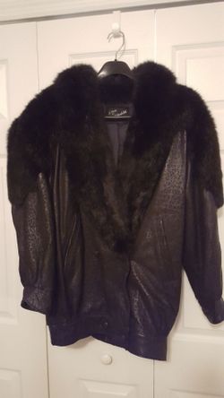 Genuine leather and fur jacket