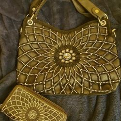 BLACK RHINESTONE  PURSE WITH MATCHING WALLET 