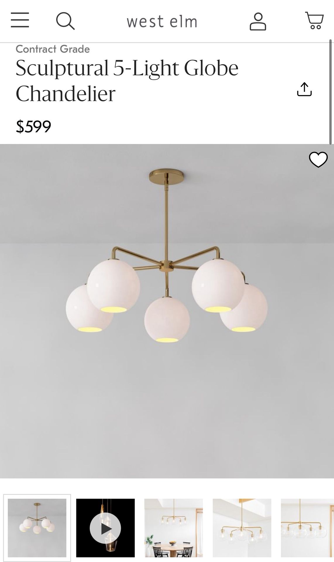Sculptural 5-Light Globe Chandelier