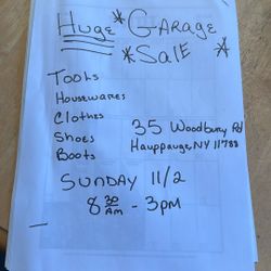 Huge Garage Sale…35 Woodbury rd  Hauppauge NY 11788