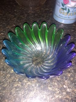 Tri Colored Crystal Candy Dish