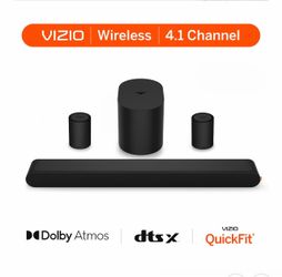 VIZIO 4.1 Soundbar with Dolby Atmos, Wireless Surround Speakers & Compact Subwoofer, QuickFit Compatible (SV410XW-0905)