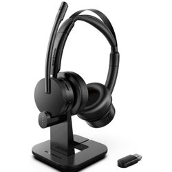 Wireless Headset, V5.2 Bluetooth Headset with Noise Canceling Microphone, Computer Headset 