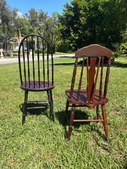 Pair of Antique Wooden Spindle Chairs