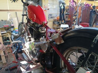 Red Vintage Motorcycle Project Bike