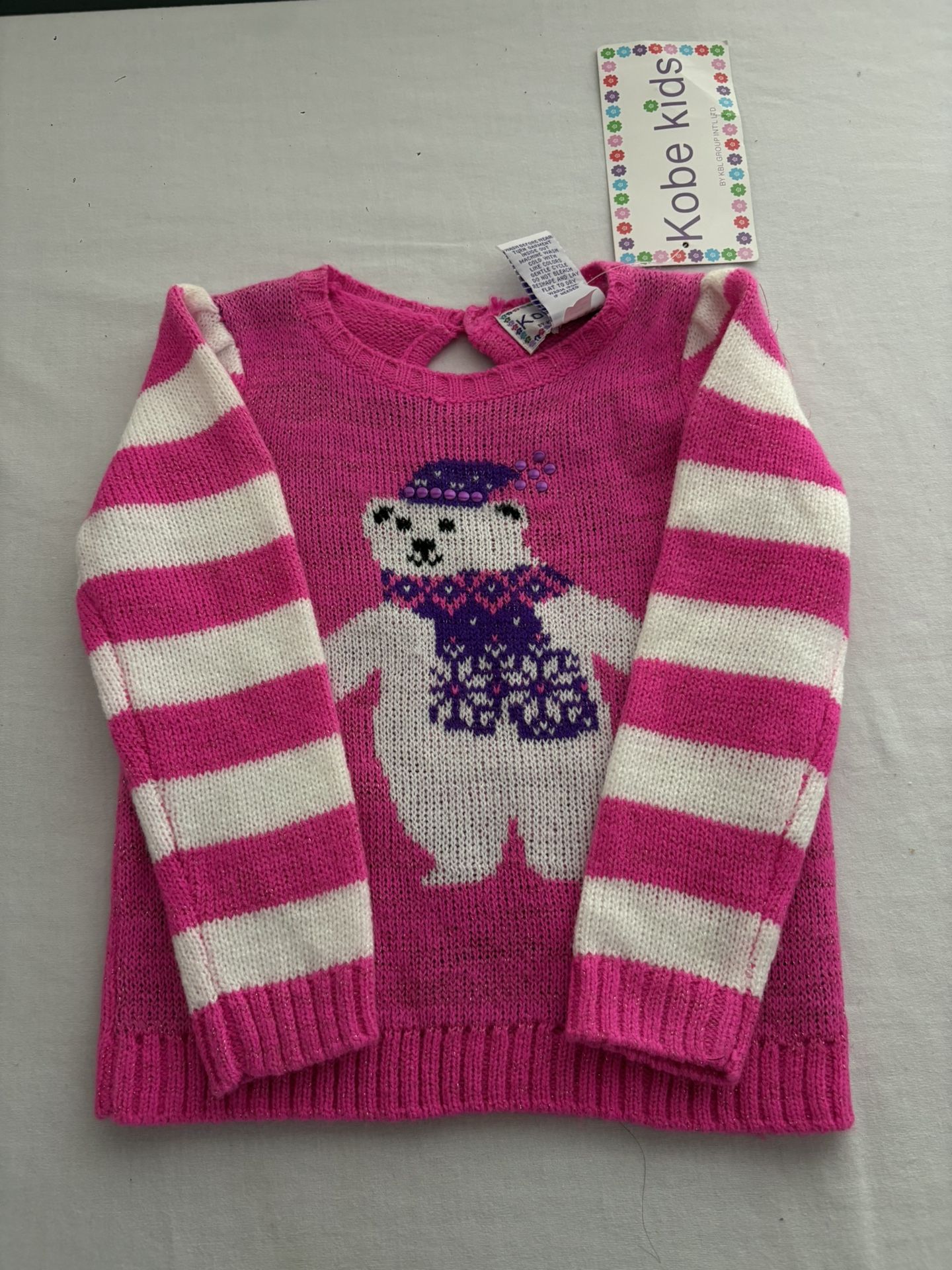 Girls Pink Polar Bear Sweater – Size 18 Months