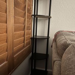 Furinno Turn-N-Tube 5 Tier Corner Display Rack Multipurpose Shelving Unit, 1-Pack, Espresso/Black