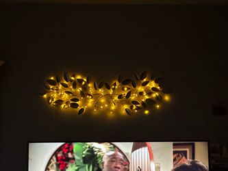 Gold Metal Leaf Branch Wall Art with LED Fairy Lights