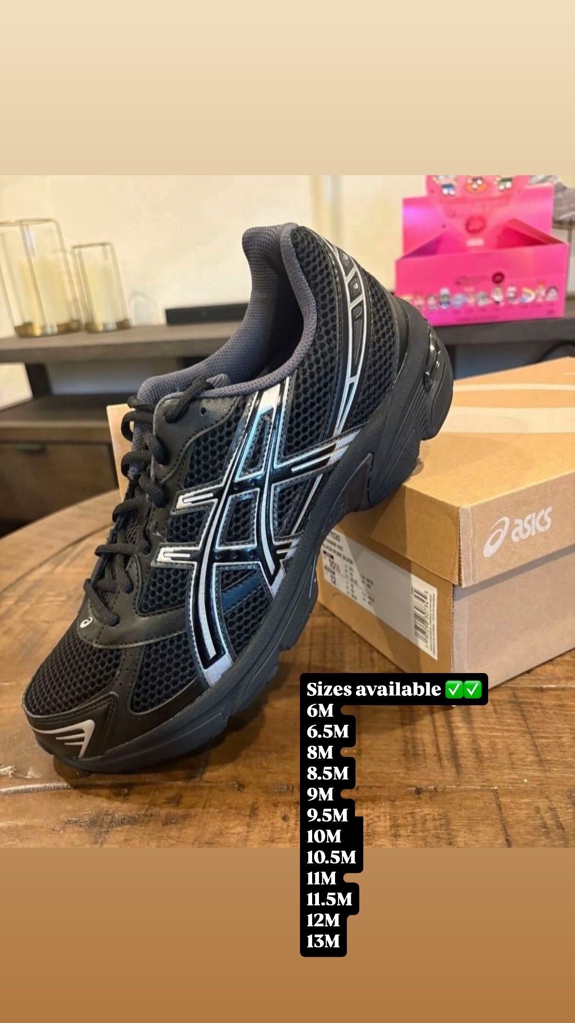 Sizes 6M - 13M ASICS Gel 1130 Black Pure Silver 