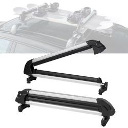 251}Ski and Snowboard Roof Rack, 31.7-Inch Universal Ski Rack for Car Roof Fit Most Crossbars, Carry up to 6 Pairs of Skis or 4 Snowboards, Aluminum S