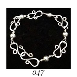 7" x 11mm Handcrafted Solid Sterling Silver Unique Bead Link Bracelet. Made in USA.