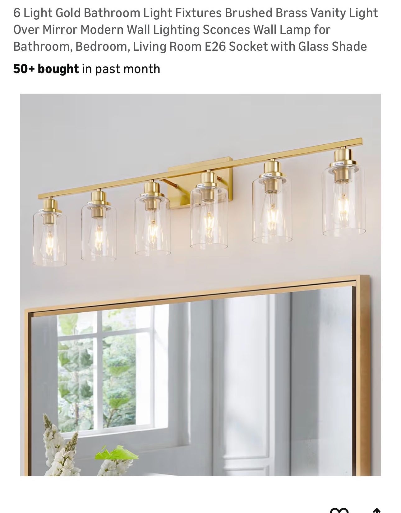 6 Light Gold Bathroom Light Fixtures Brushed Brass Vanity Light