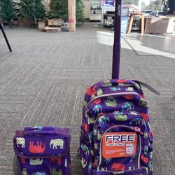 Girls Lollipop 16” Rolling Backpack with Insulated Lunch Bag – Elephant Design, New 🐘💖