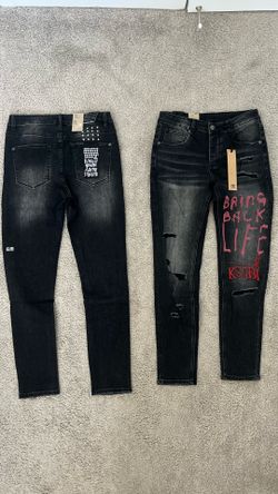 Black Ksubi Jeans with Red logo