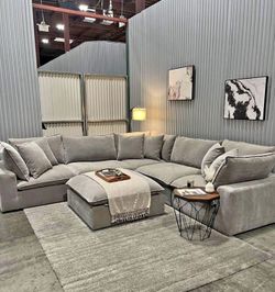 6-Piece Fabric Modular Sectional Taupe – New in box