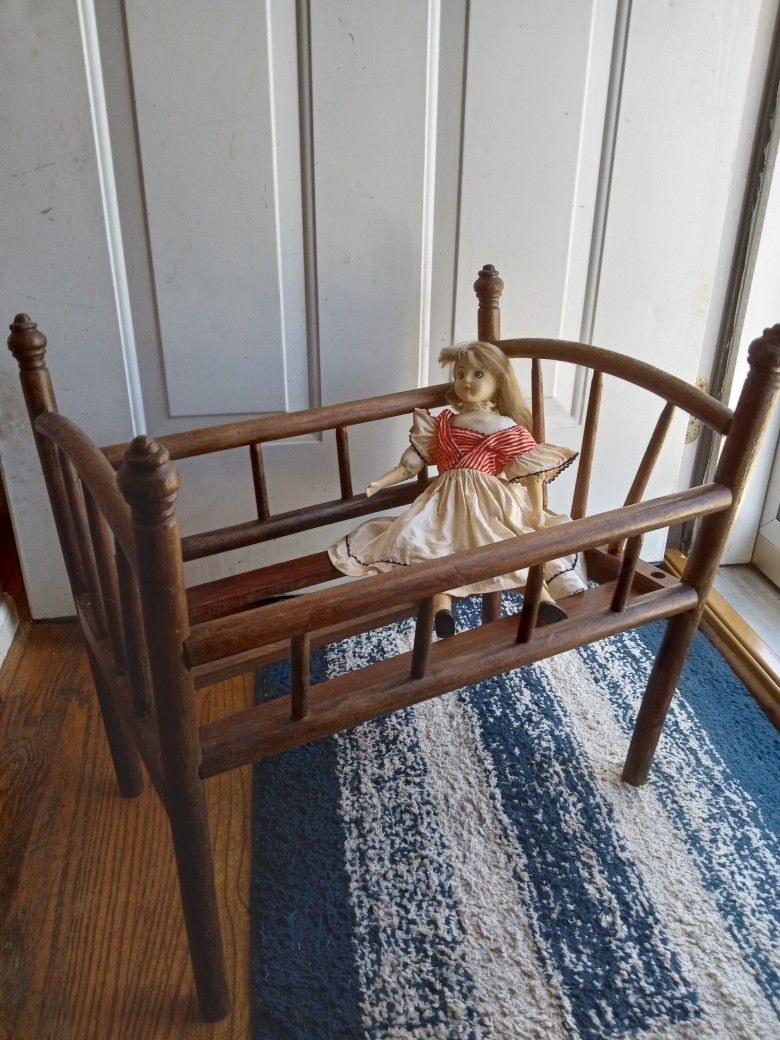Antique Wood Doll Bed