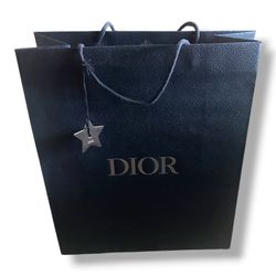DIOR Pebbled Navy Blue Shopping Paper Bag
