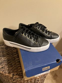 Black Leather Keds Sneakers Like New-size 9.5m