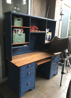 Vintage wooden/blue desk