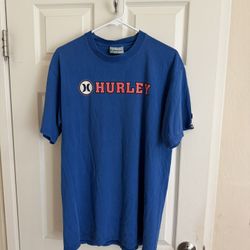Hurley Men's L Blue Surf Skateboard Short Sleeve T-Shirt Vintage Y2K Tee