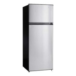 4.5ft 2 Door Mini Refrigerator in Platinum Steel with Freezer