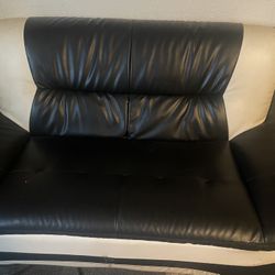 Leather loveseat and chair