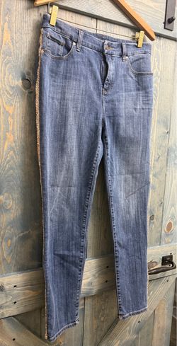 Chico’s So Slimming size 1.5 Girlfriend jeans with rhinestone trim