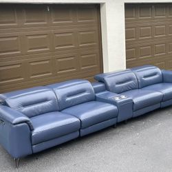🛋️ Sofa/Couch Recliners - 5 Months Old - Blue - Real Leather - Delivery Available 🚛