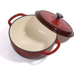 Round Enameled Cast Iron Dutch Oven, with Lid 6-Quart-Red,Non-Stick Enamel Dutch Oven (6 Quart-RED)  Material Cast Iron Brand BRIMISKY Capac