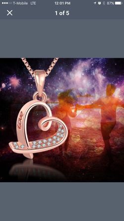 Women's Fashion Hot Brand New Popular Heart Pendant Necklace 925 Silver Plated Crystal Jewelry Gift (Color: Rose gold)