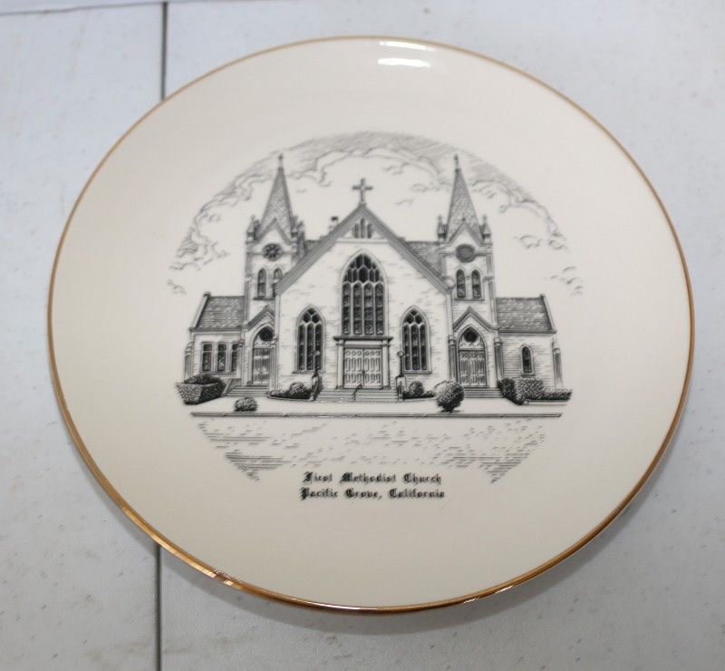 First Methodist Church, Pacific Grove, CA 9" plate w/gold trim