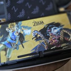 Nintendo Switch V1 Console Bundle - Zelda Case, Charging Grip & Accessories