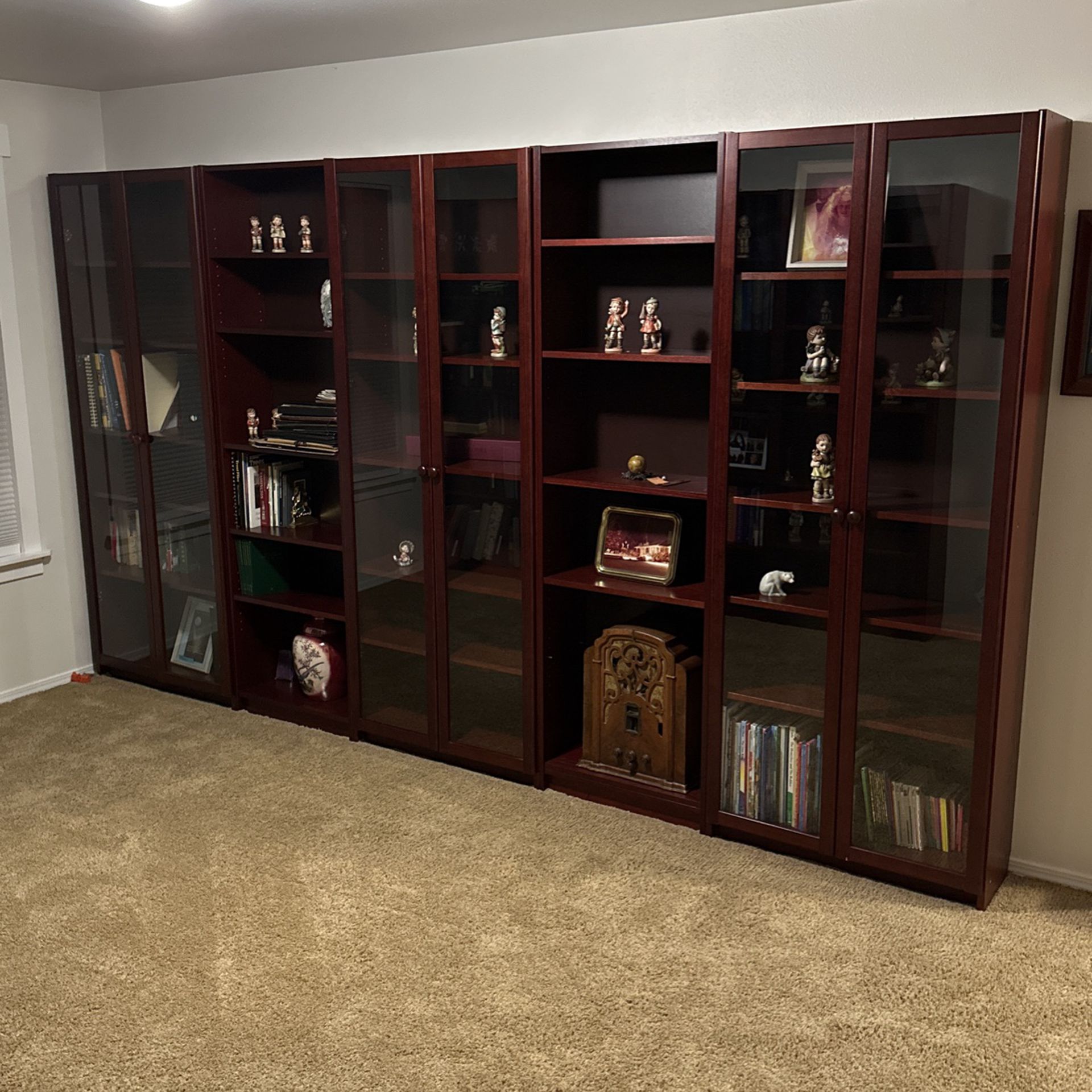 Bookshelf-Library Shelf System 11’ 2” Total Length, 79” High.