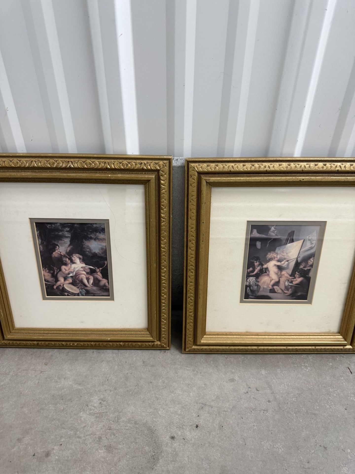 Set Of 2 Framed And Matted Under Glass Prints By Angelica Kauffman Cherubs
