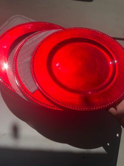 Red Beaded Charger Plates Set $5